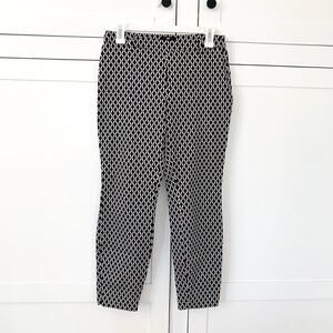 H&M Womens Black & White Geometrical Patterned Crop Trouser Pants Stretch Size32